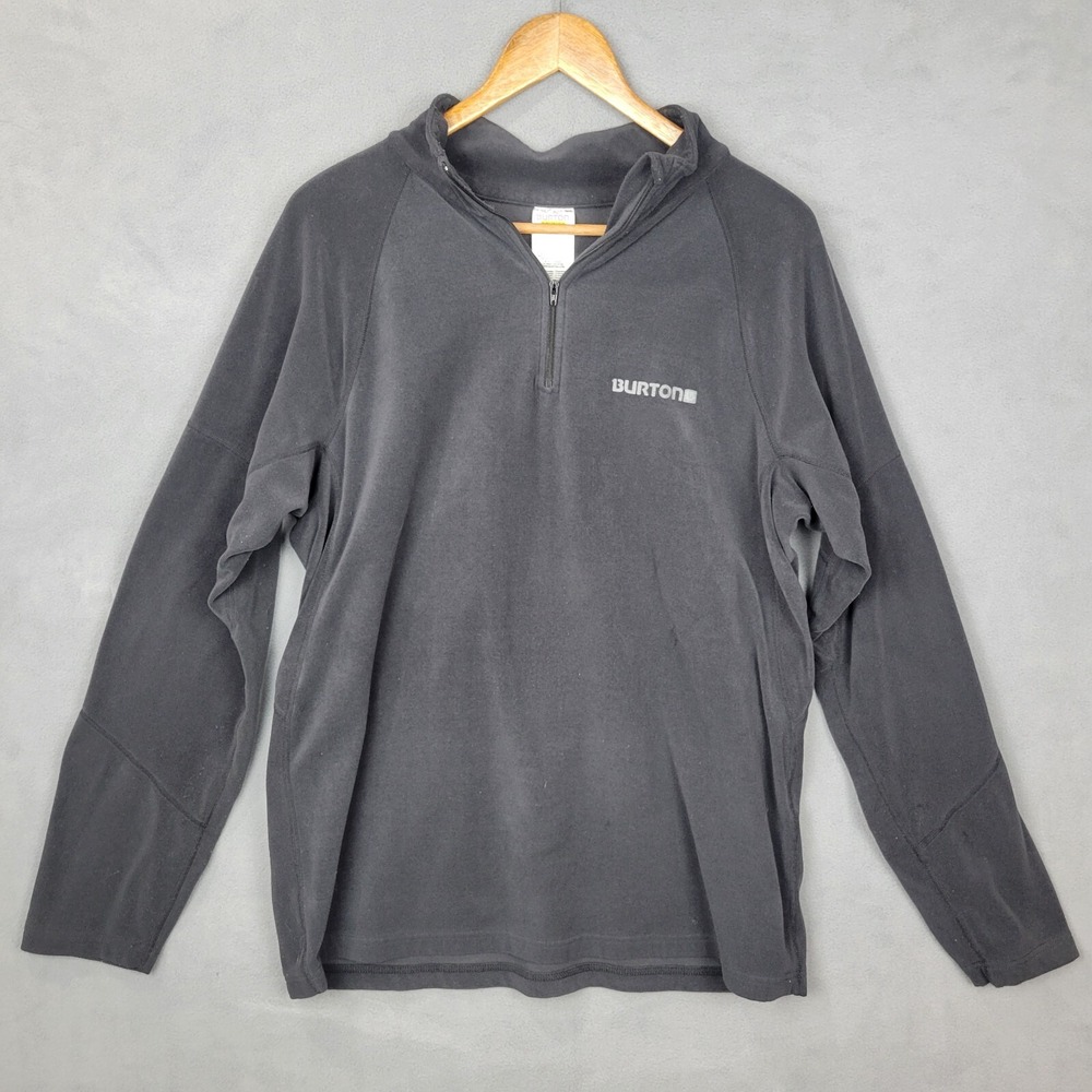 Burton Dryride Fleece Jacket Mens Medium Black Stretch Quarter Zip Vintage